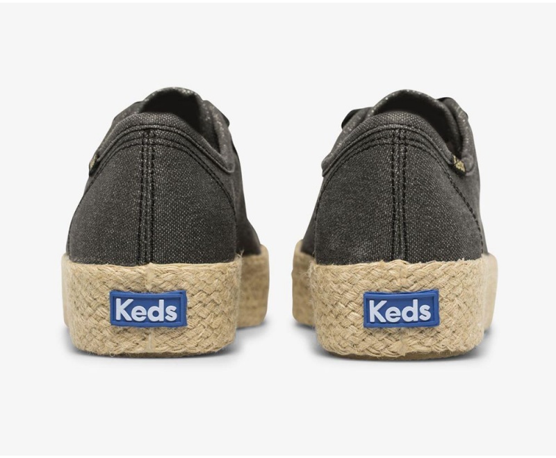 Black Keds x Organic Cotton Triple Kick Jute Sneakers | 4876-LWQGH