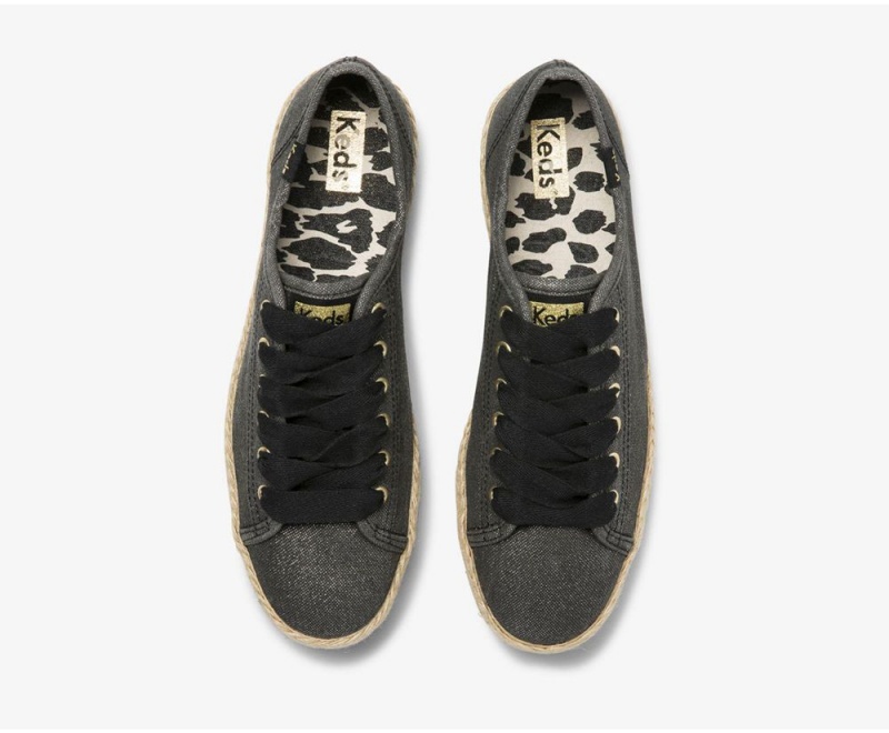 Black Keds x Organic Cotton Triple Kick Jute Sneakers | 4876-LWQGH