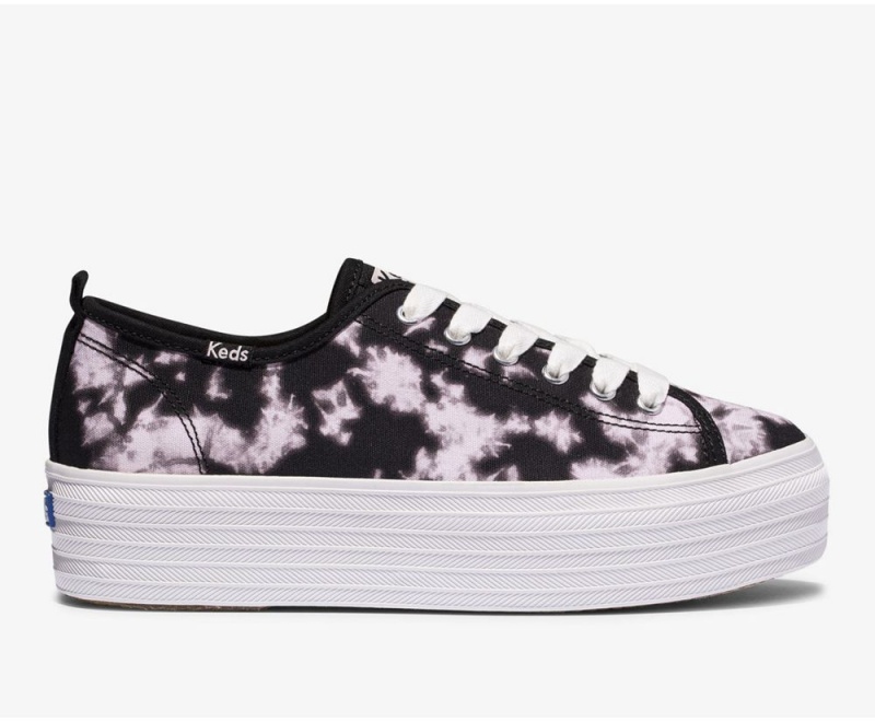 Black / Purple Keds x Organic Cotton Triple Up Tie Dye Sneakers | 0136-NFUEC