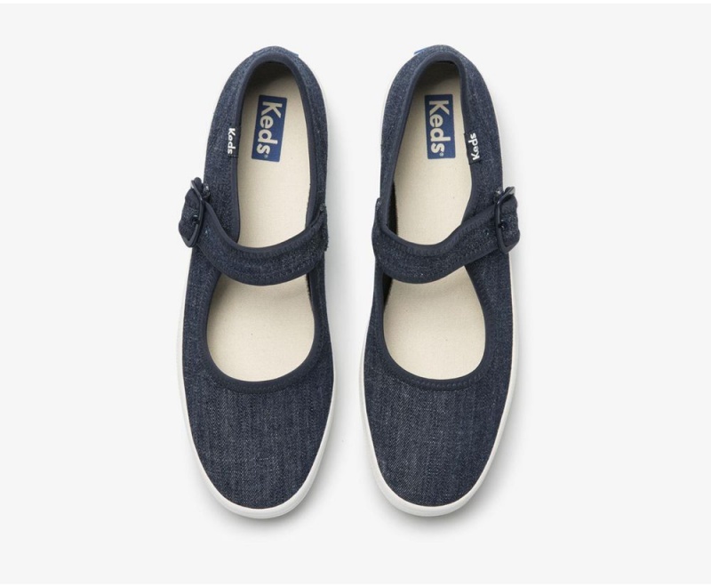 Blue Keds Champion Mary Jane Eco Denim Sneakers | 7593-IEZSQ