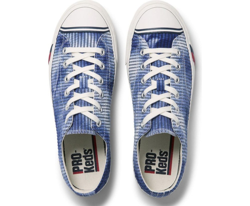 Blue Keds Royal Lo Tie Dye Seersucker Sneakers | 9745-XHWTS