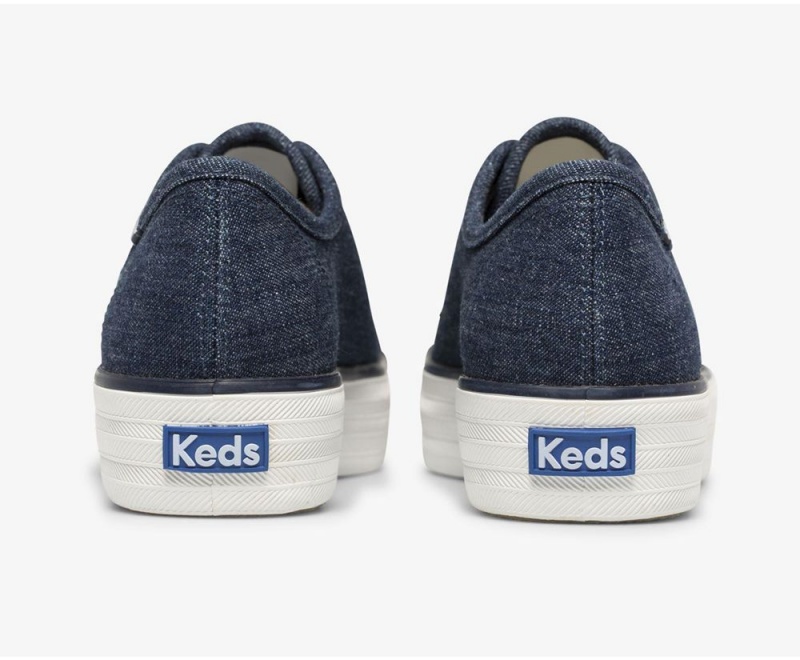 Blue Keds Triple Kick Eco Denim Sneakers | 9438-JHFWE