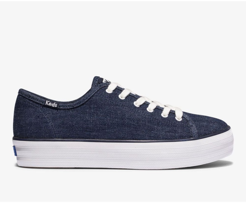 Blue Keds Triple Kick Eco Denim Sneakers | 9438-JHFWE