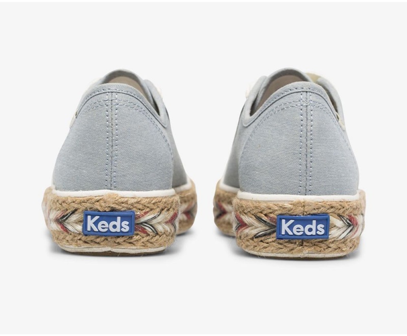 Blue Keds Triple Kick Jute Chambray Sneakers | 8514-FZHQT