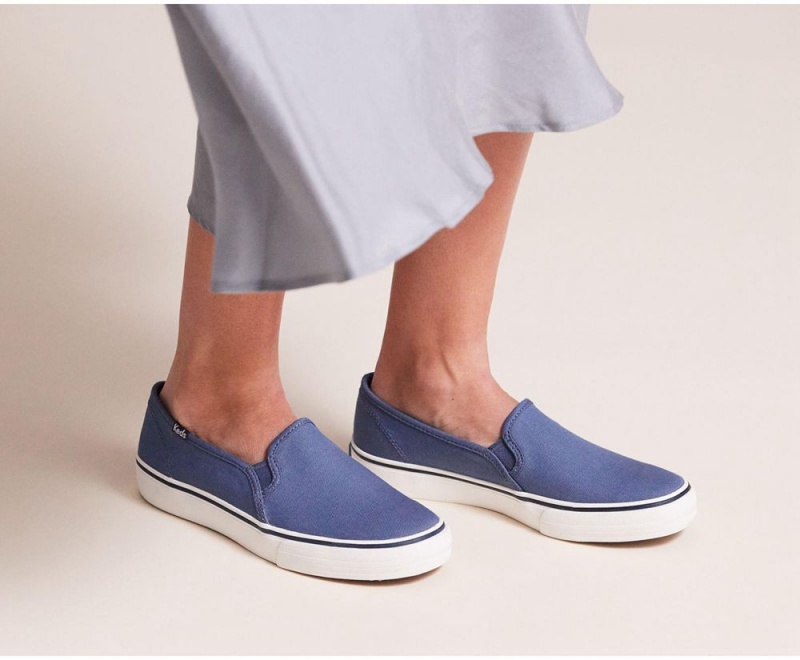 Blue Keds Washable Double Decker Canvas Vintage Slip On | 8923-ALEUM