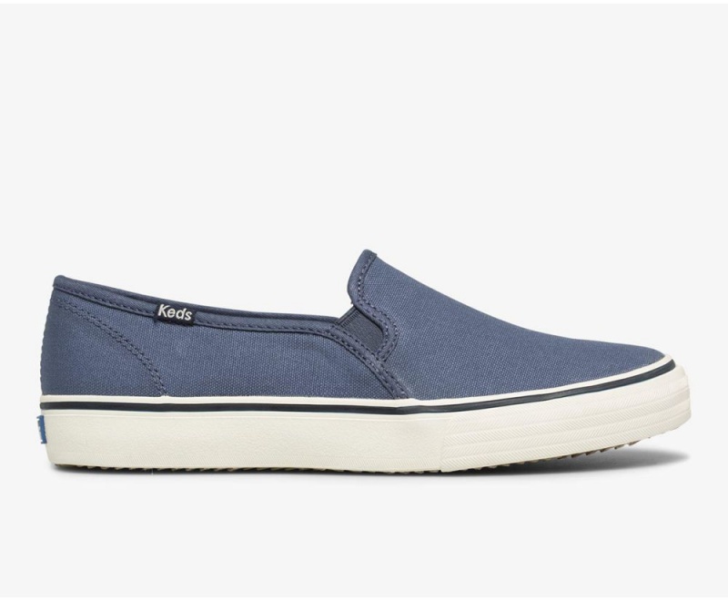 Blue Keds Washable Double Decker Canvas Vintage Slip On | 8923-ALEUM