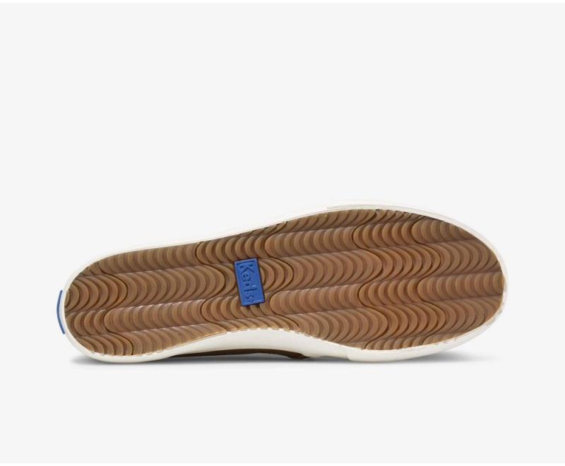 Brown Keds Double Decker Leather Slip On | 7369-NQATX