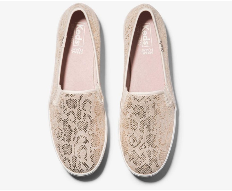 Gold Keds Triple Decker Snake Suede Slip On | 9028-OARIW