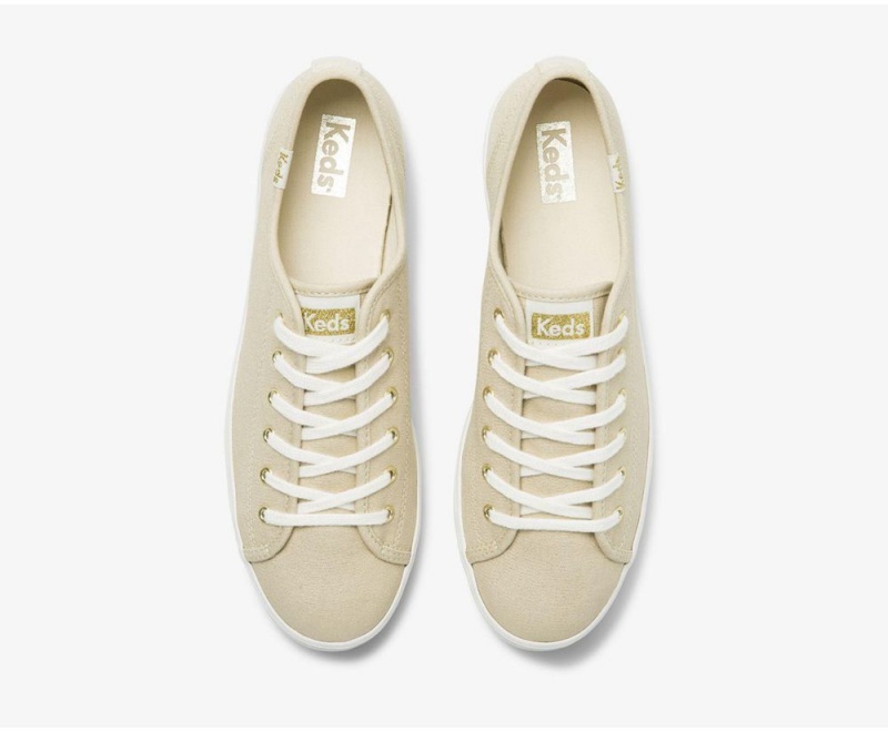 Gold Keds Triple Kick Metallic Canvas Sneakers | 3690-JUQRZ