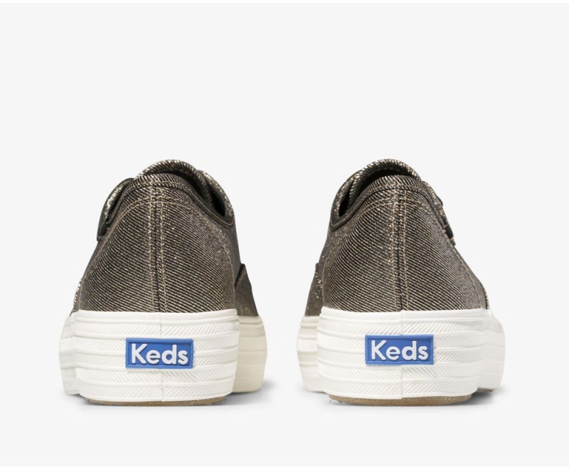 Gold Keds Triple Metallic Twill Sneakers | 5071-GALKD