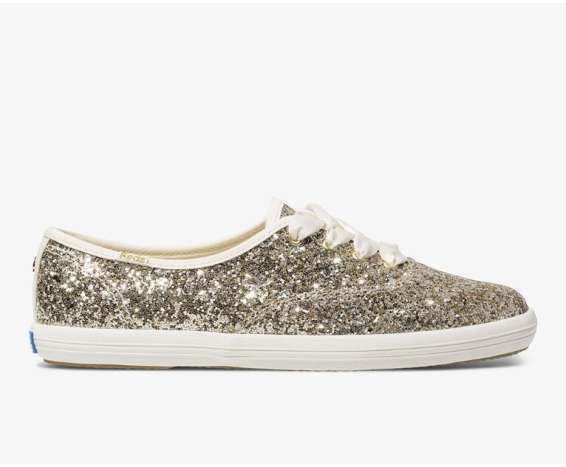 Gold Keds x Kate Spade New York Champion Glitter Sneakers | 9071-BSJKY