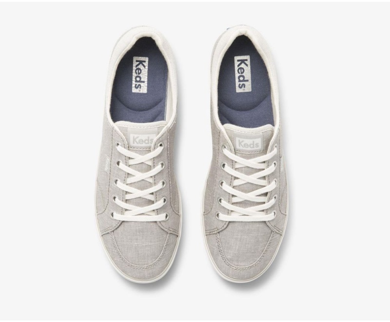 Grey Keds Center II Chambray Stripe Sneakers | 4756-NQCIU