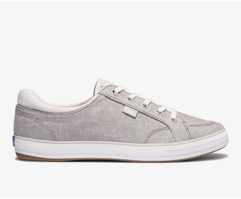 Grey Keds Center II Chambray Stripe Sneakers | 4756-NQCIU