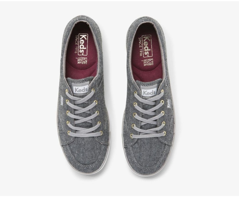 Grey Keds Center Slub Sneakers | 1032-TVNWE