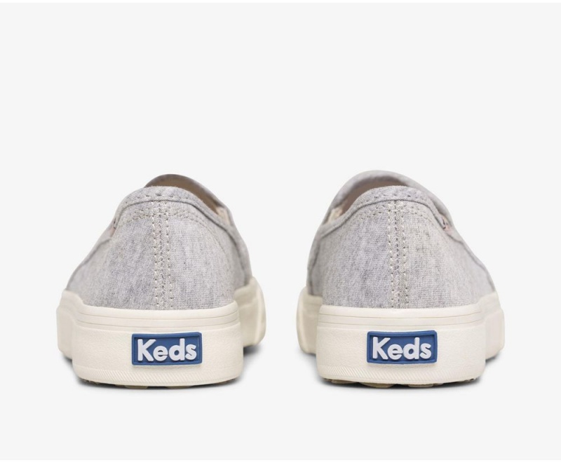 Grey Keds Double Decker Ribbed Wave Jersey Slip On | 6820-QYBWD