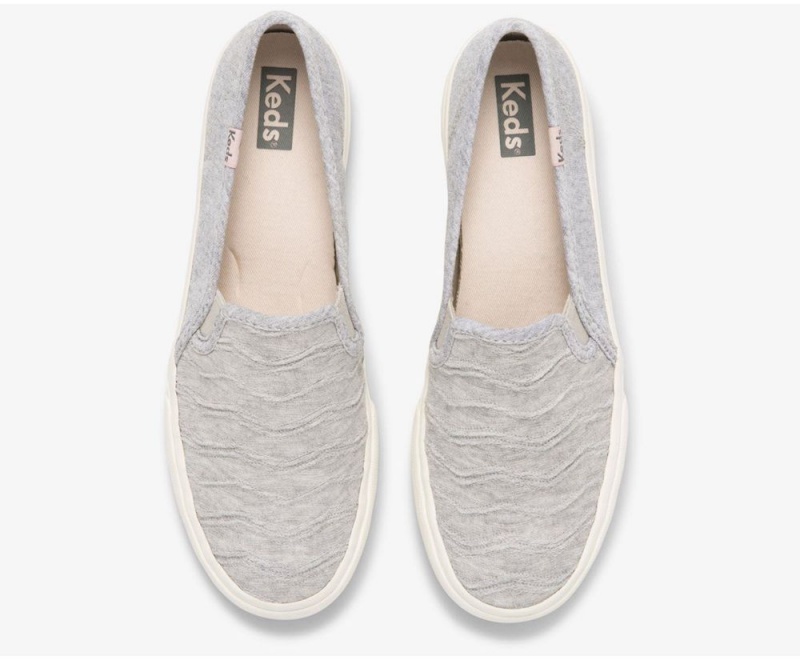 Grey Keds Double Decker Ribbed Wave Jersey Slip On | 6820-QYBWD