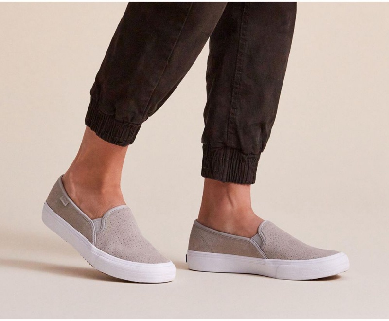 Grey Keds Double Decker Suede Slip On | 2390-WAMZU