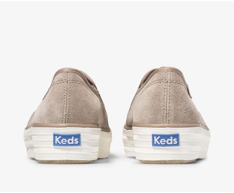 Grey Keds Triple Decker Suede Slip On | 1507-UQXPO