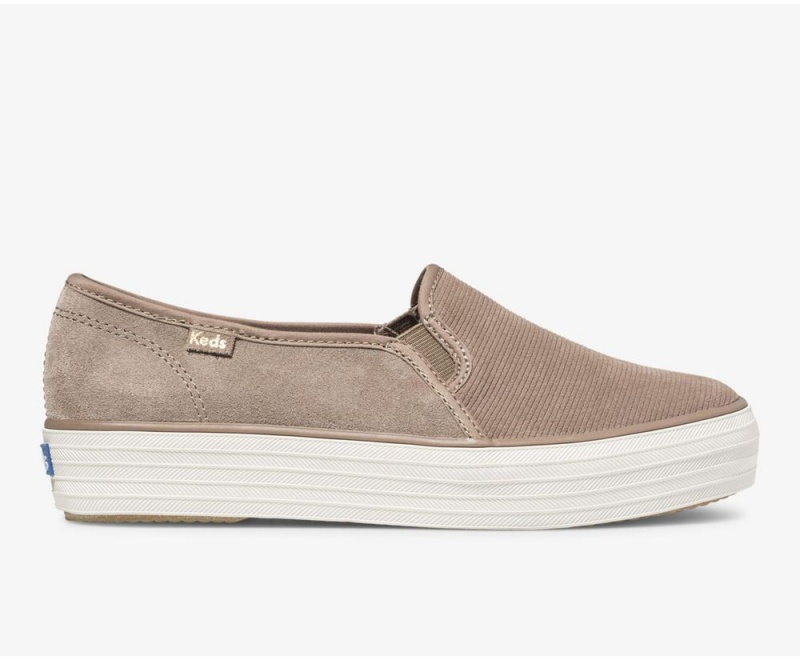 Grey Keds Triple Decker Suede Slip On | 1507-UQXPO