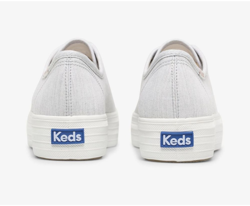 Grey Keds Triple Kick Chambray Sneakers | 2945-TZOFS