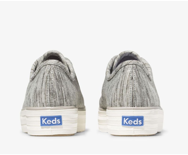 Grey Keds Triple Kick Heathered Stripe Knit Sneakers | 4218-ITXFA