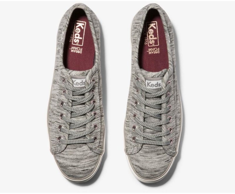 Grey Keds Triple Kick Heathered Stripe Knit Sneakers | 4218-ITXFA