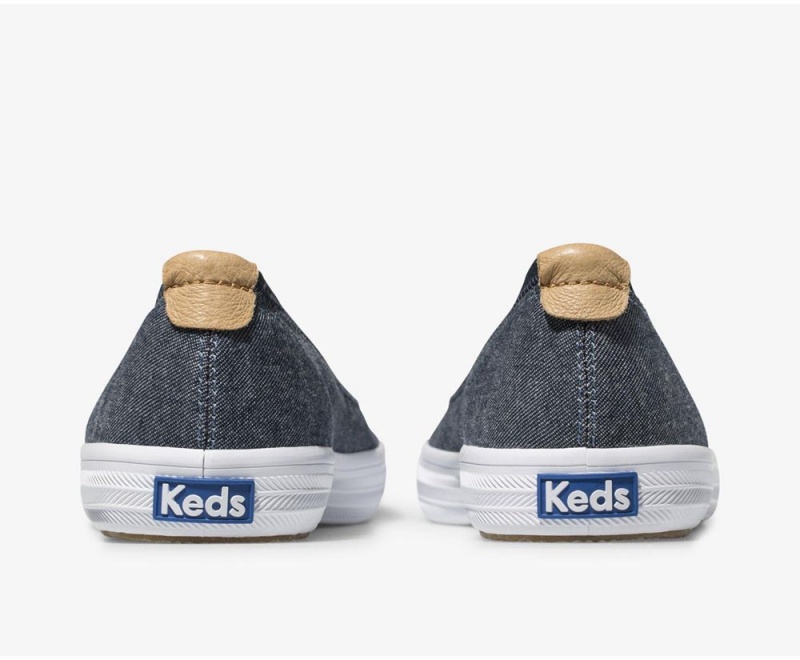 Navy Keds Bryn Chambray Slip On | 0574-NYOSZ