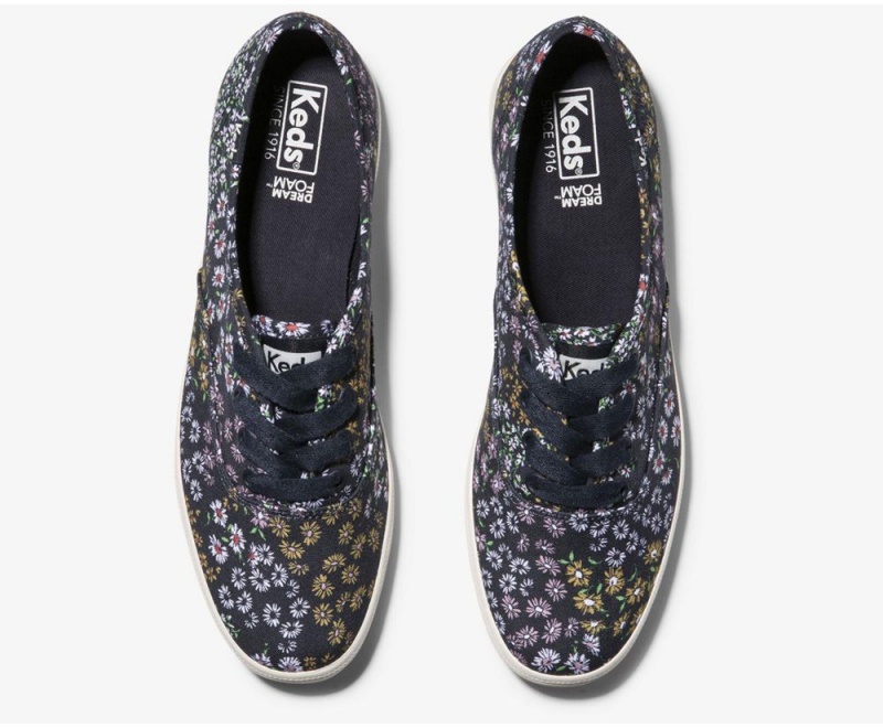 Navy Keds Champion TRX Floral Sneakers | 8140-VZHNQ