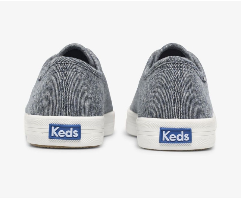 Navy Keds Kickstart Stripey Jersey Sneakers | 3651-IBGQH