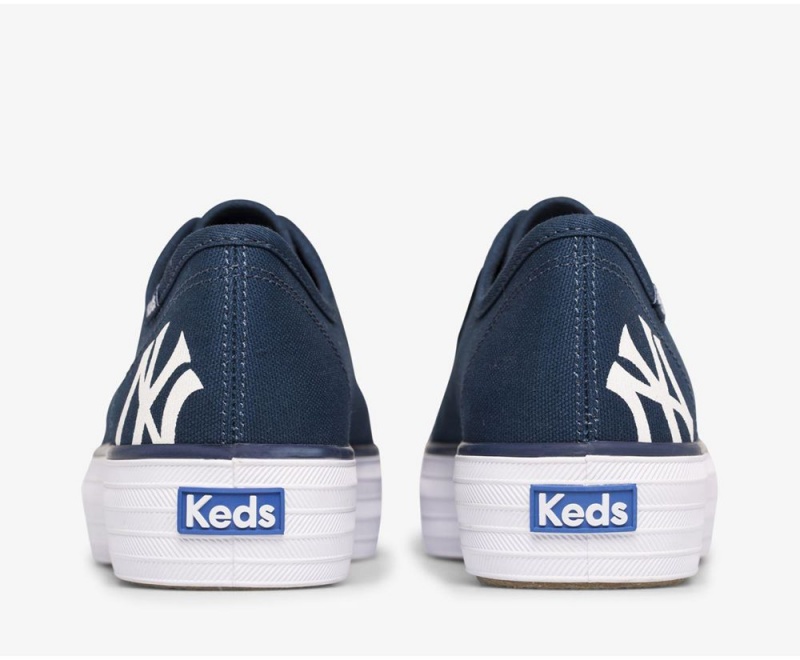 Navy Keds Triple Kick MLB Sneakers | 4761-BNRDV