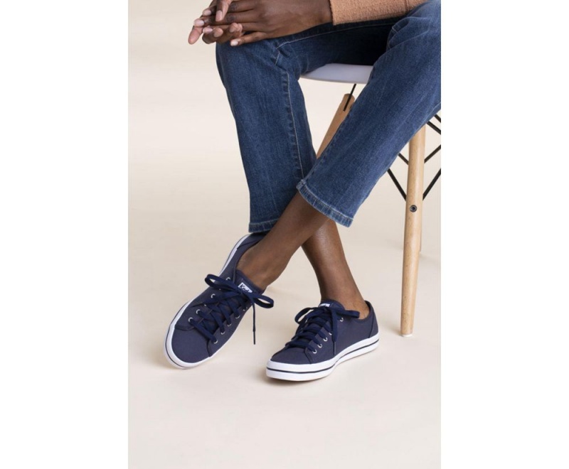 Navy Keds Washable Kickstart Sneakers | 4803-JVKPE