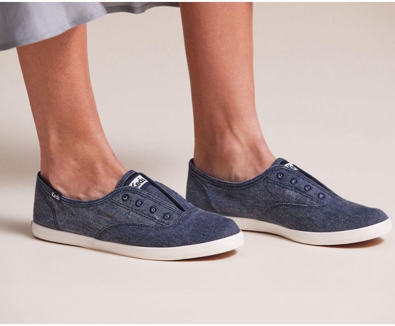 Navy Keds x Organic Cotton Chillax Washable Slip On | 7412-RGUOL