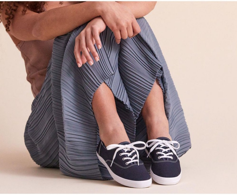 Navy Keds x Organic Cotton Washable Champion Sneakers | 9247-KVEZI