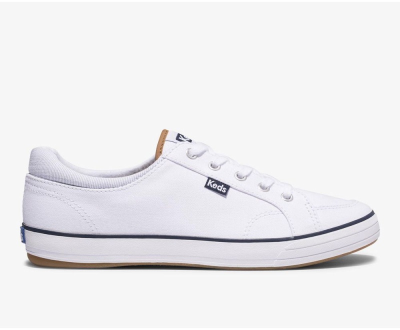 White Keds Center II Canvas Stripe Sneakers | 2769-MWAYX