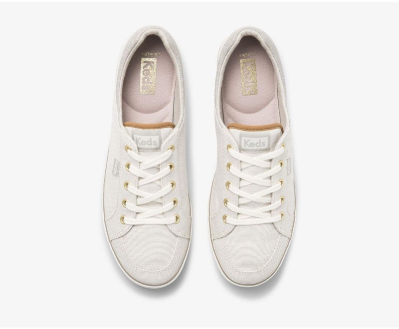 White Keds Center II Subtle Stripe Sneakers | 8642-VFNOT