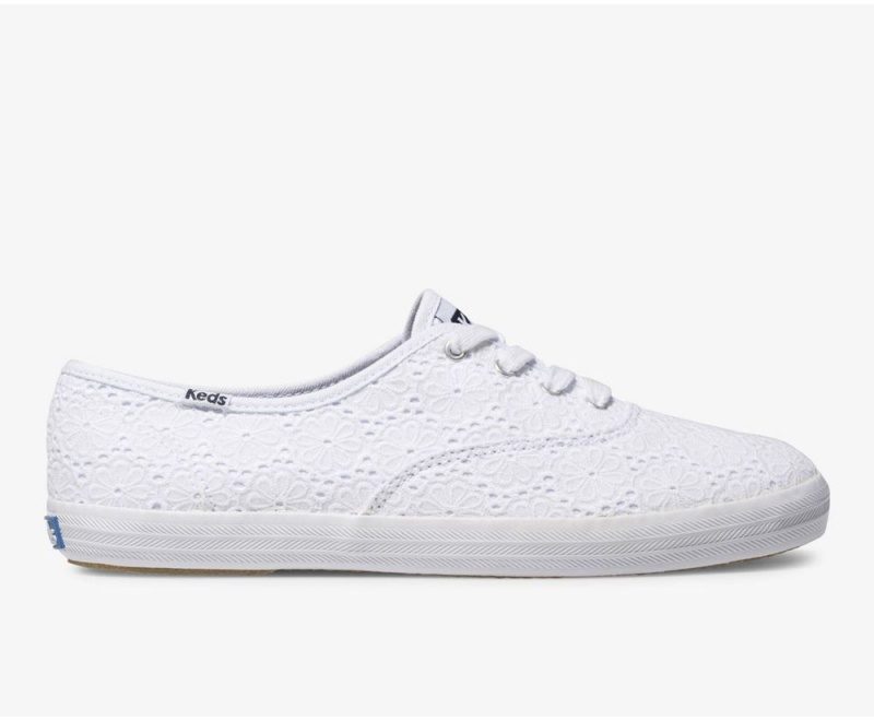 White Keds Champion Daisy Eyelet Sneakers | 5796-WXNIJ