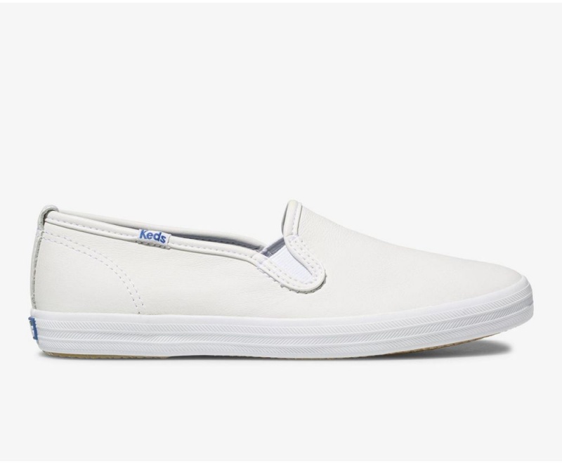 White Keds Champion Leather Slip On | 9154-BFMUN