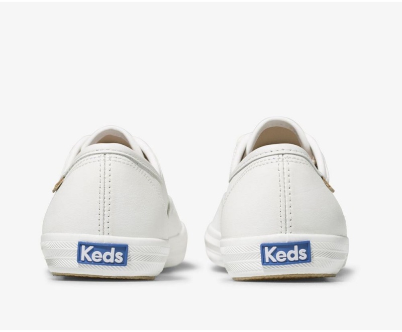 White Keds Champion Luxe Leather Sneakers | 7328-DRXLY