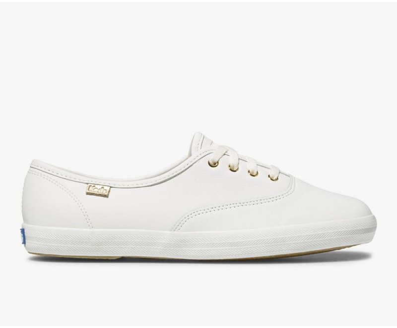 White Keds Champion Luxe Leather Sneakers | 7328-DRXLY