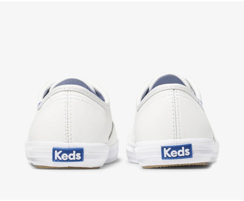 White Keds Champion Originals Leather Sneakers | 2418-PUZAY