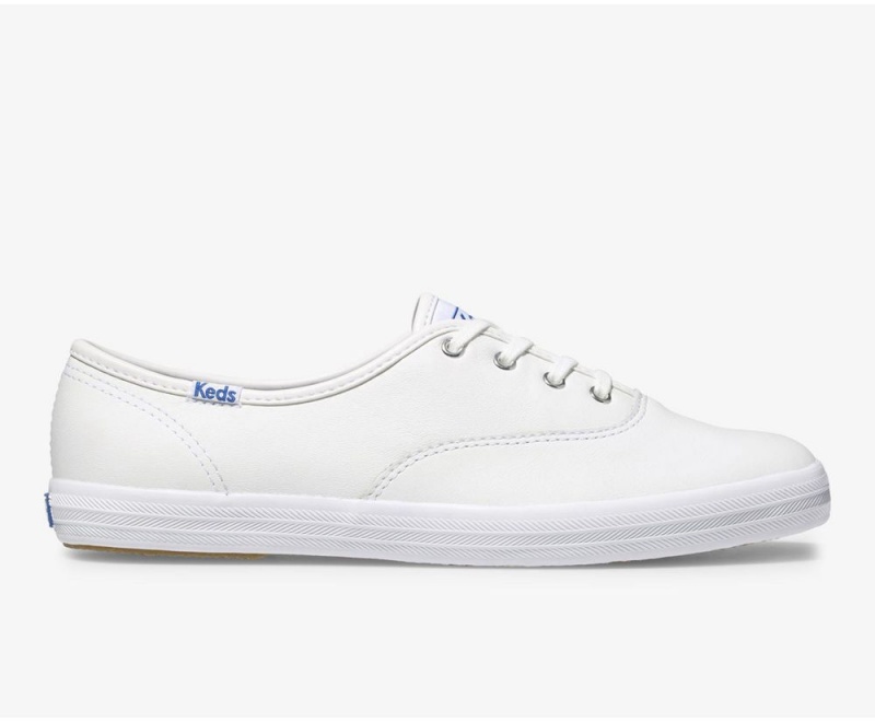 White Keds Champion Originals Leather Sneakers | 2418-PUZAY