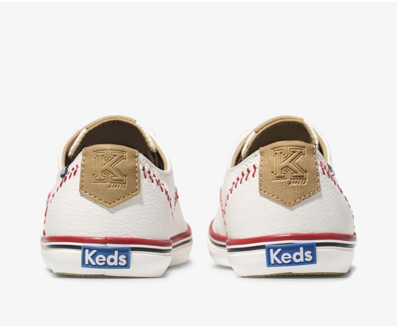 White Keds Champion Pennant Leather Sneakers | 7264-JWZKG