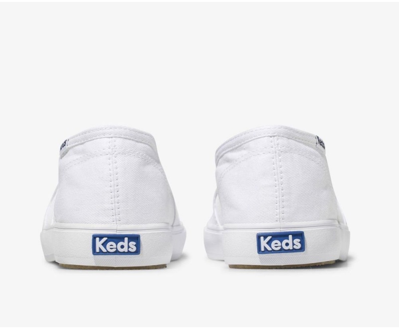 White Keds Clipper Washed Solids Slip On | 1236-XYIPO