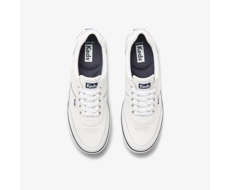 White Keds Courty II Leather Sneakers | 4132-POIQT