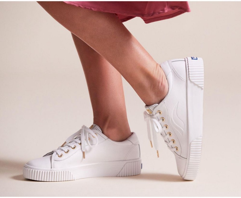 White Keds Crew Kick Alto Leather Sneakers | 4537-OPJYV