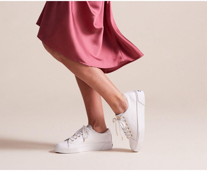 White Keds Crew Kick Alto Leather Sneakers | 4537-OPJYV