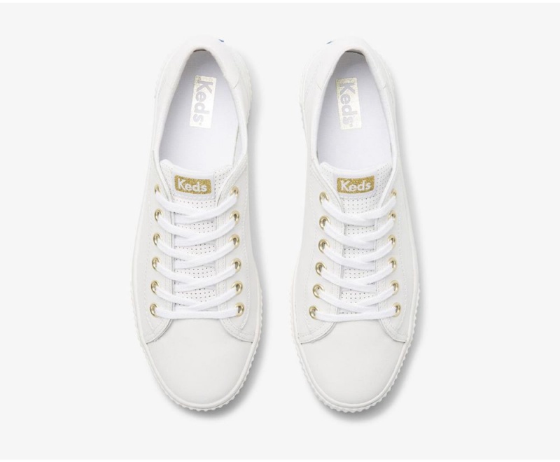 White Keds Crew Kick Alto Leather Sneakers | 4537-OPJYV