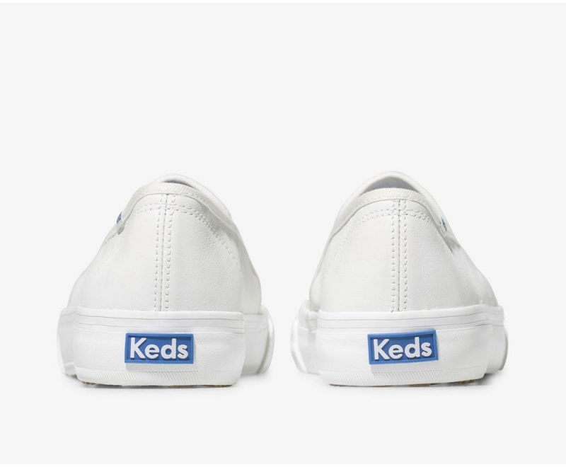 White Keds Double Decker Leather Slip On | 3426-ZGBQL