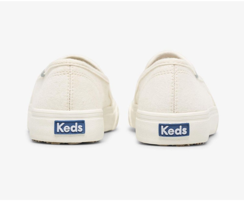 White Keds Double Decker Ribbed Wave Jersey Slip On | 6378-QNLBM