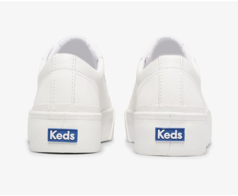 White Keds Jump Kick Duo Leather Sneakers | 4625-JZNGE